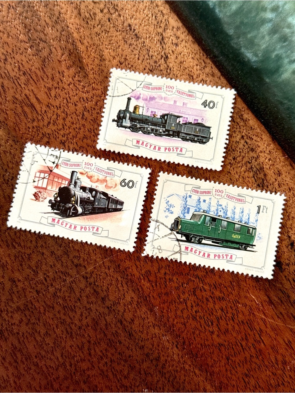 Hungarian Train Postage Stamps Set - Győr-Sopron Railway, Vintage Art